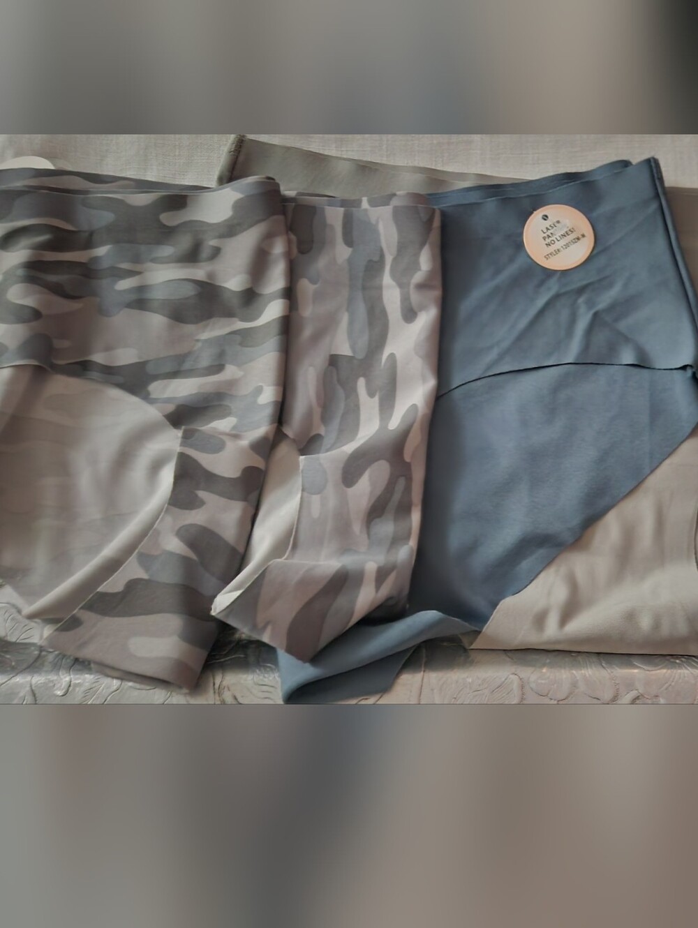 NEW SEAMLESS MED PANTIES IN GRAY,  2 CAMO AND BLUE